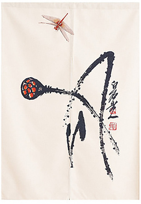 마켓에이 꽃화 민화 드로잉 도어커튼