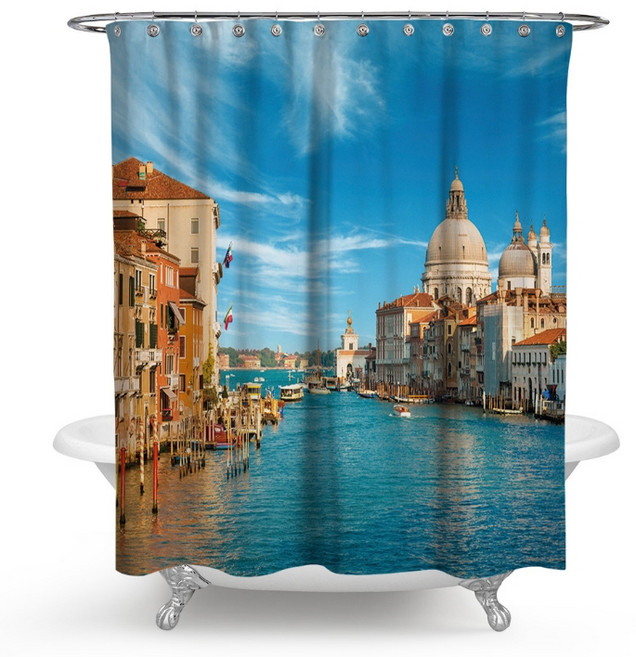 산토리니 패턴 욕실 샤워커튼 타입1 150 x 180 cm L10, 1개