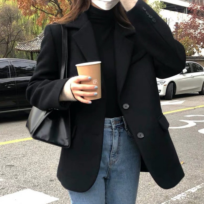 TANIZ 女款Wisty西裝領雙釦毛呢外套