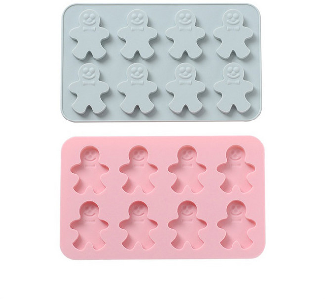 실리콘몰드 진저맨 8구 2종 세트, 블루, 핑크, 1세트