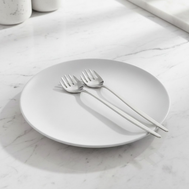 리온주방 스텐 롱 디저트 포크, 실버, 2개