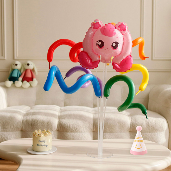 피앤비유니티 스파이럴풍선 꽃다발 스탠드 모자 세트, 04 하츄핑, 1세트