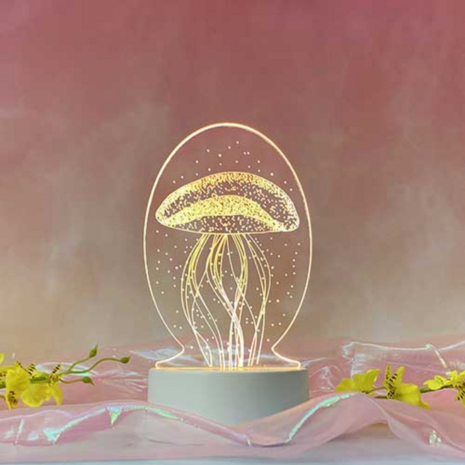 壓克力立燈 LED創意3D夜燈 3LED, 水母