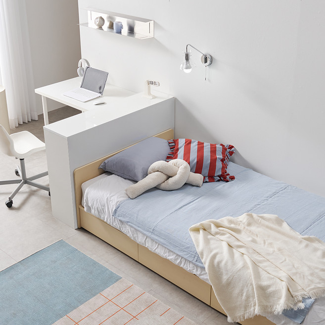 웰퍼니쳐 다담 미드 헤드 3단 수납형 침대 프레임 단품 방문설치, 우드