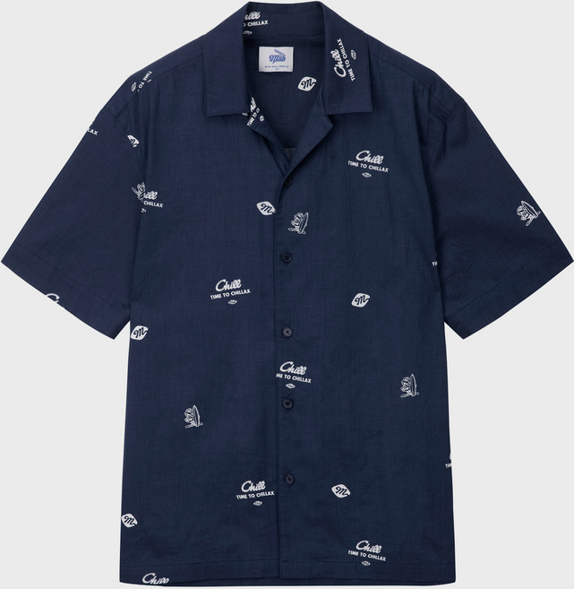 마인드브릿지 남성용 CHILL 올오버 오픈카라 오버핏 반팔셔츠 MXWS3161