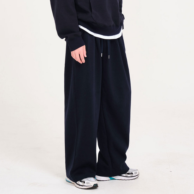 진마니아 남여공용 허리밴딩 데일리 원턱 와이드핏 트레이닝 팬츠 C001UAD