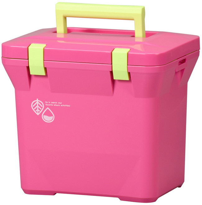 SHINWA 비비드 아이스박스 + 스티커 세트, 핑크, 7L