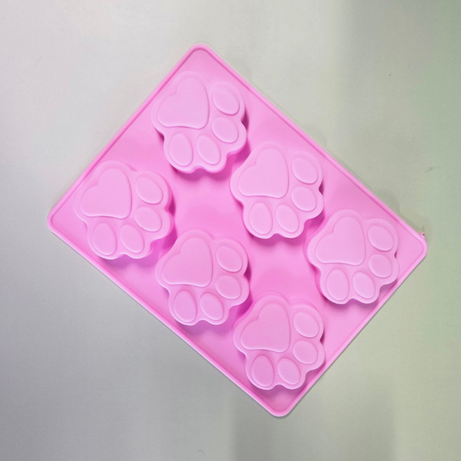 발바닥 6구 실리콘몰드, 핑크