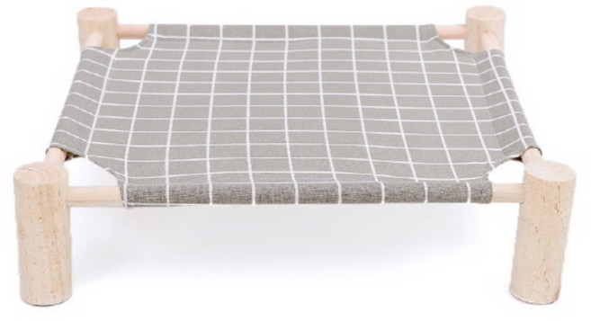 자이언 강아지 고양이 원목 이동식 해먹침대, 체크그레이, 1개