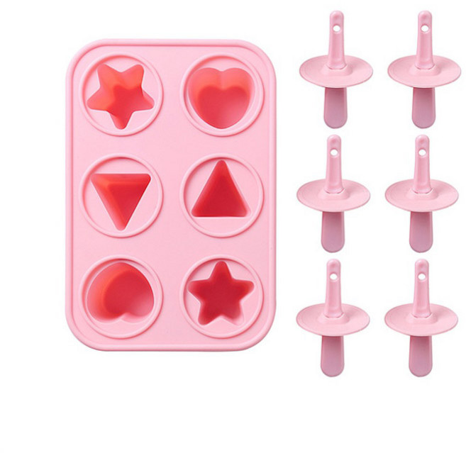 하트별삼각 실리콘 아이스크림 몰드, 핑크, 1개