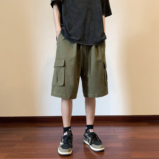 남성용 DM 솔리드 루즈핏 카고 반바지