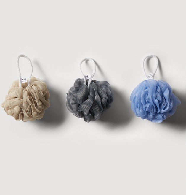 JAJU 부드러운 거품 샤워볼 3종 세트, 블루, 1세트