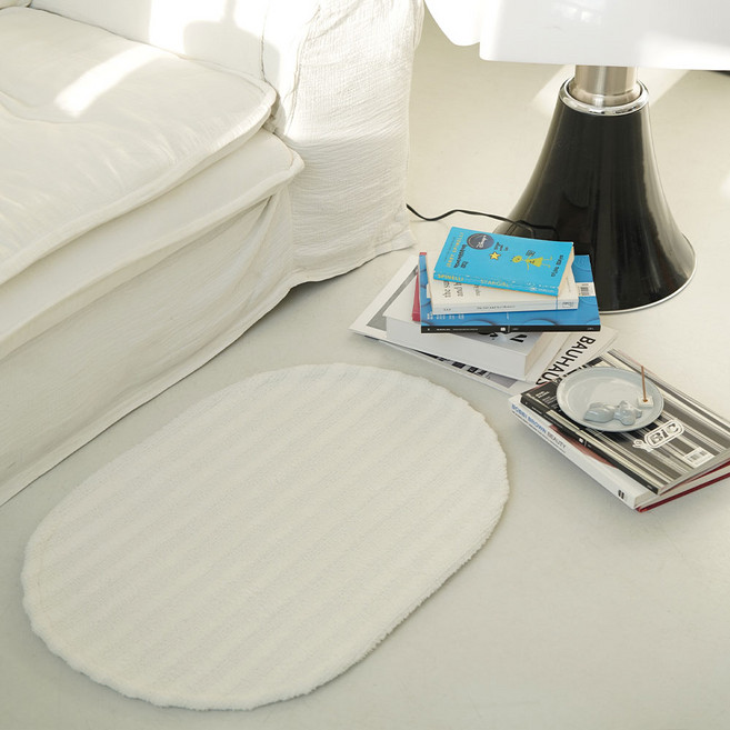 노크노크 스트라이프빈 욕실 발매트, 아이보리