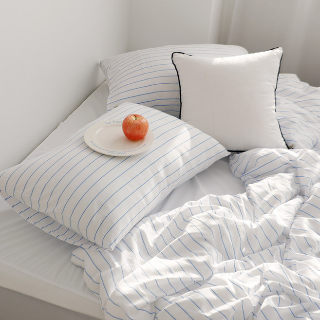 까사베르데 아이리 스트라이프 순면 사계절 이불커버, 블루