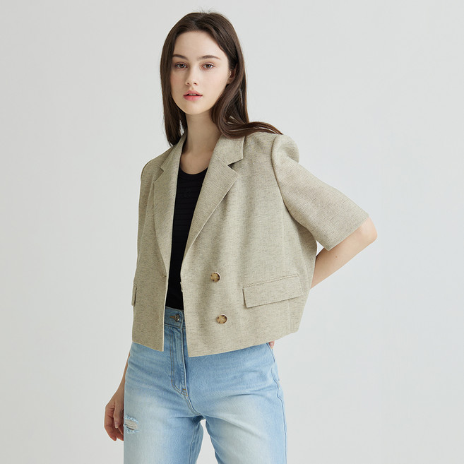 나이스클랍 여성용 크랍 반팔 자켓