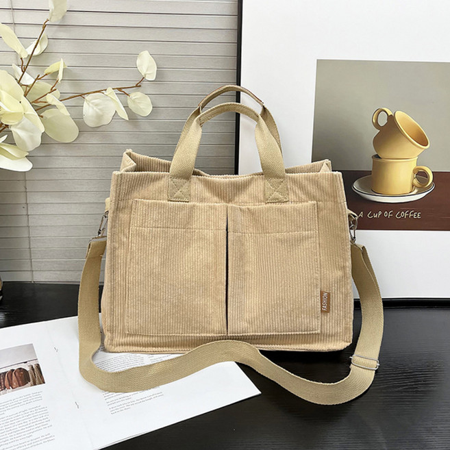 알로데 더블 포켓 코듀로이백