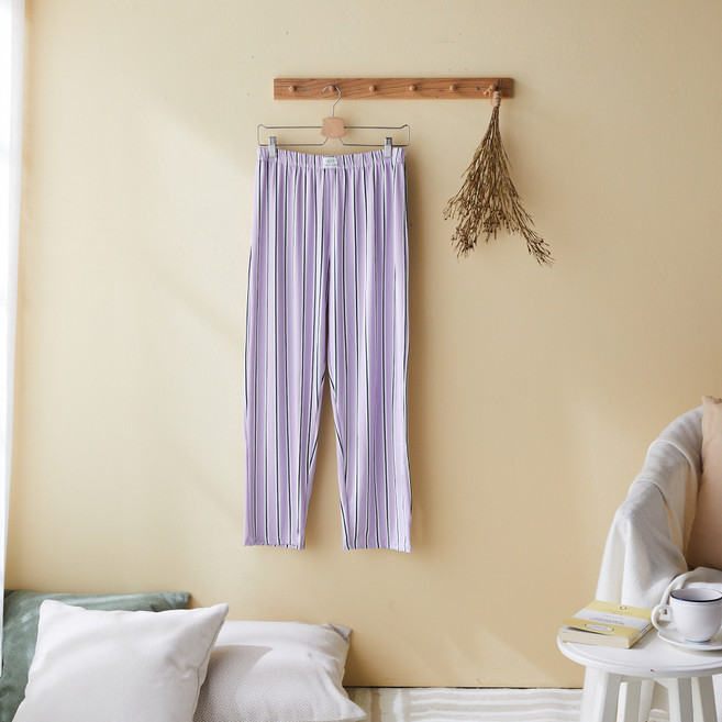 Modern House Soft Sleep 條紋蜜桃絨長褲