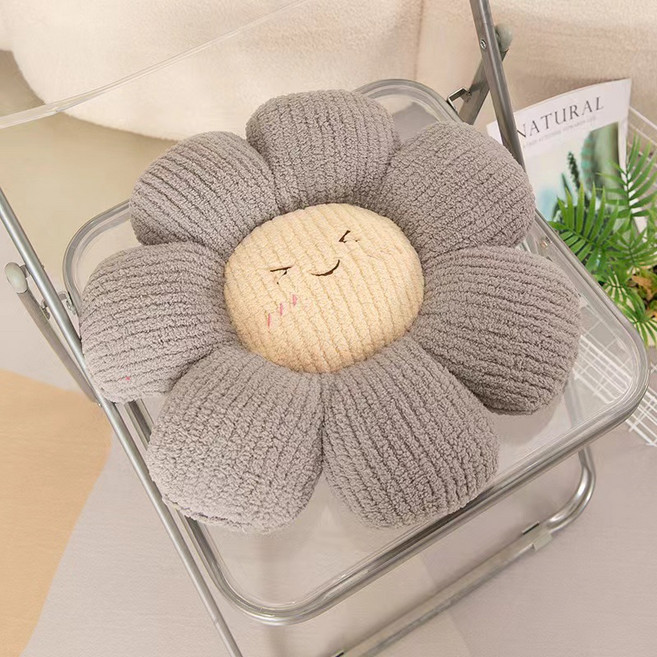 몬드스팟 해바라기 스마일 방석 YY57469, 그레이