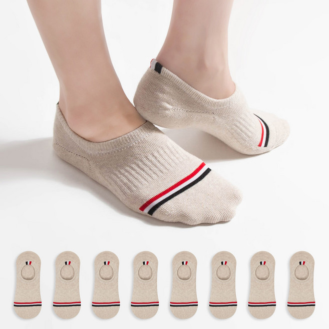 시너싹스 여성용 안벗겨지고 폭신한 앞링글 포인트 파일 쿠션 덧신 8켤레 세트