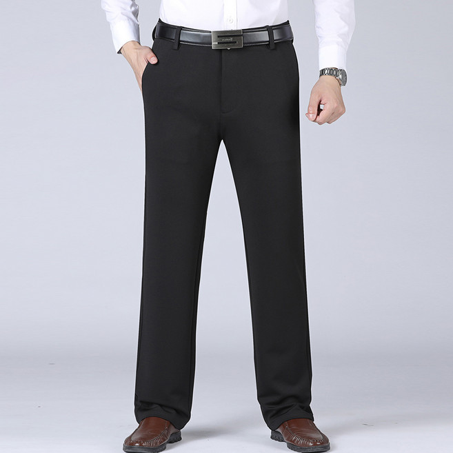 엘쏘 남성용 얇은 스트레이트 하이웨스트 캐주얼 정장팬츠