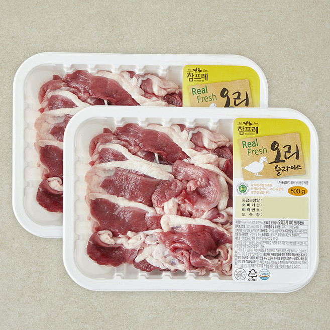 참프레 1등급 오리정육 신선슬라이스 (냉장), 2개, 500g