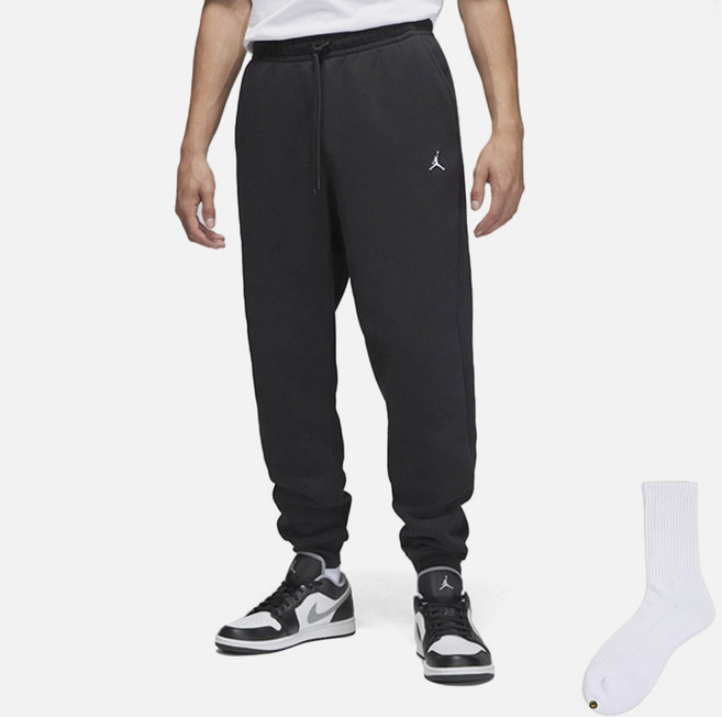 NIKE 耐吉 男款 Jordan 刷毛運動褲 DQ7341-010 + Welldone 襪子組