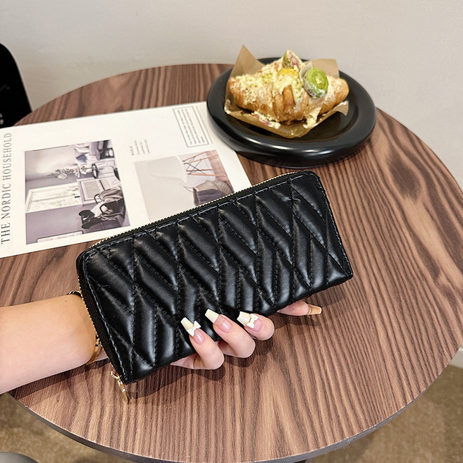 마더브띠 여성용 퀄팅 지퍼타입 클러치 장지갑 C패턴 MH228