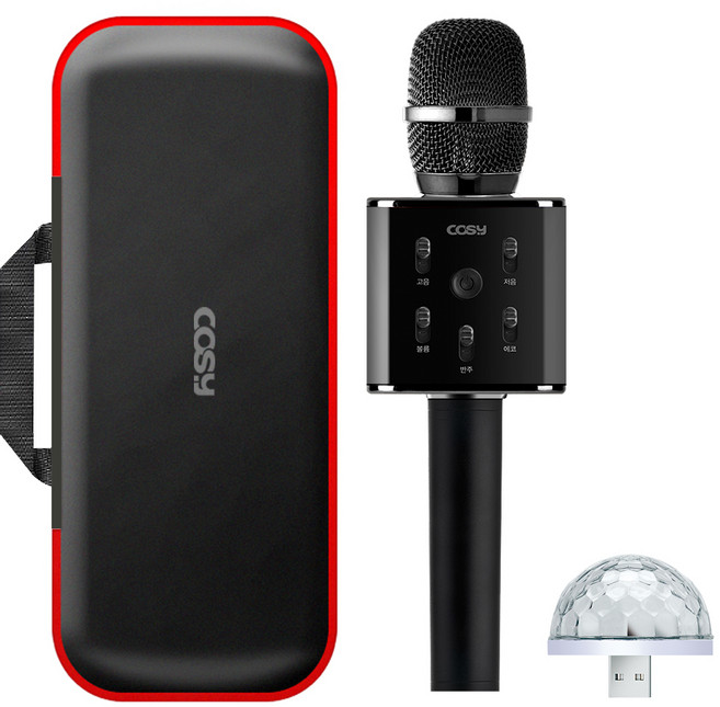 코시 블랑 블루투스 마이크 + 미러볼 + 케이스 세트, SP3268MKBT, 블랙