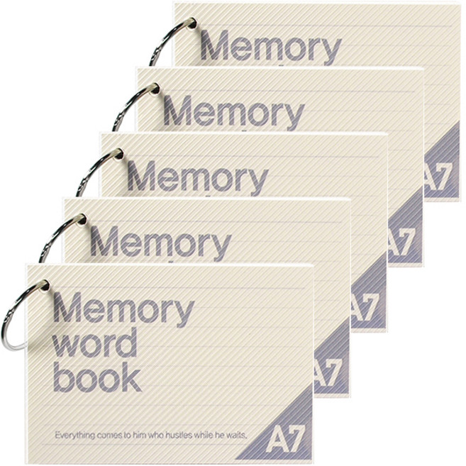 2Youngdesign A7扣環單字卡, 奶油白, 5本