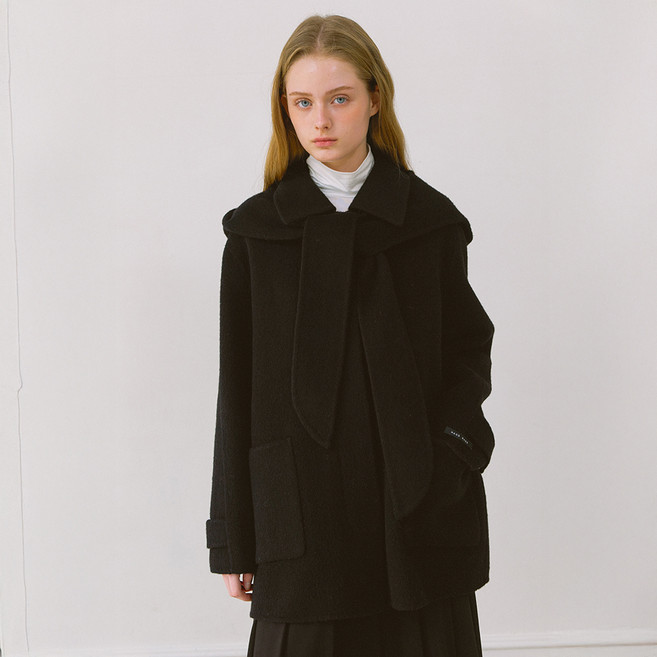 엽페 여성용 후드 타이 핸드메이드 코트