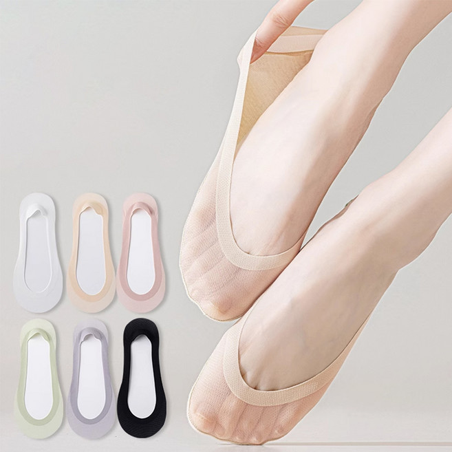 워더미 여성용 여름 벗겨짐 없는 실리콘 논슬립 페이크삭스 6켤레 세트 M1047