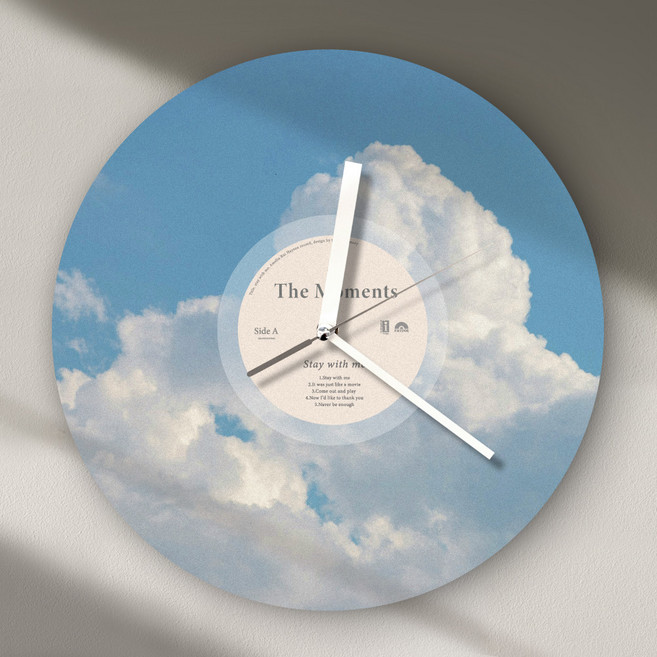 퍼니즈 레코드 원형 무소음 LP 벽시계, 클라우드 무드