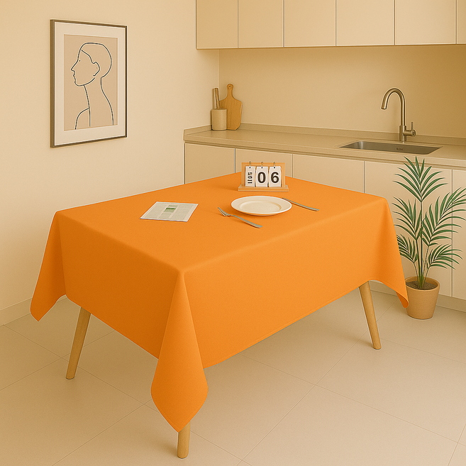 아싸레 파티 방수 식탁보, 오렌지, 137 x 274 cm, 1개