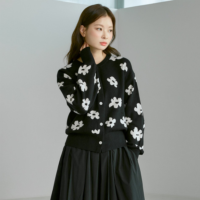210에디트 여성용 플라워패턴 꽃무늬 자카드 가디건 ZG1SW520