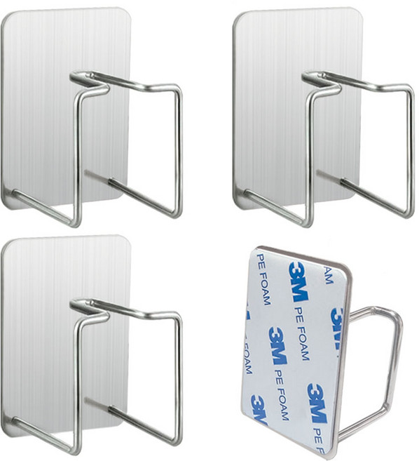 더리빙 위생 스테인리스 칫솔 양치컵 걸이, 실버, 4개