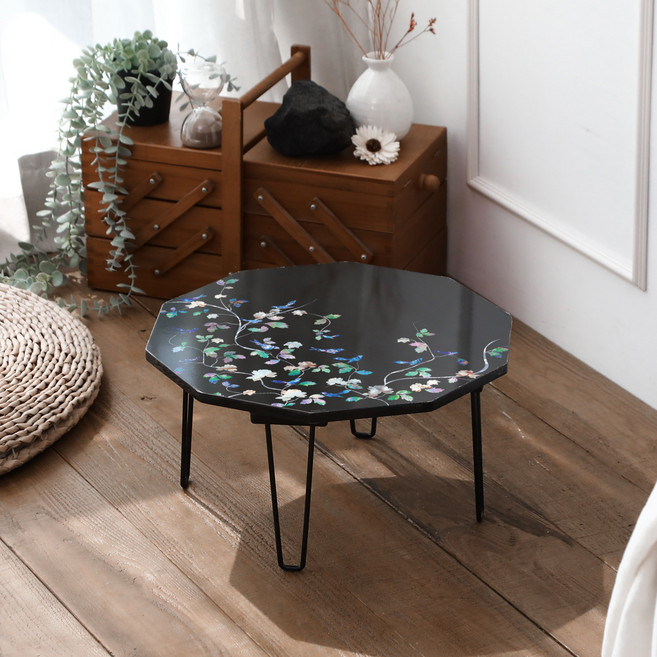 스토리퍼니쳐 국내생산 E0 자개 아트 테이블 십각 400, 07 넝쿨새