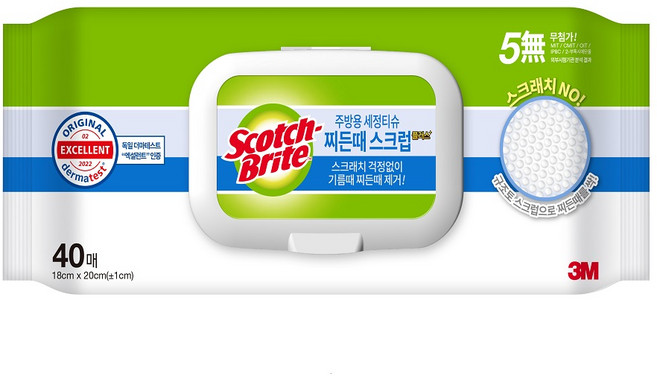 스카치브라이트 찌든때 스크럽 주방용 세정티슈, 1개