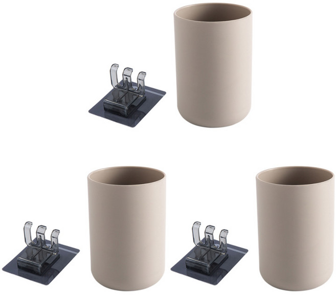 윈프라이스 칫솔 앤 양치컵 걸이, 브라운, 3세트