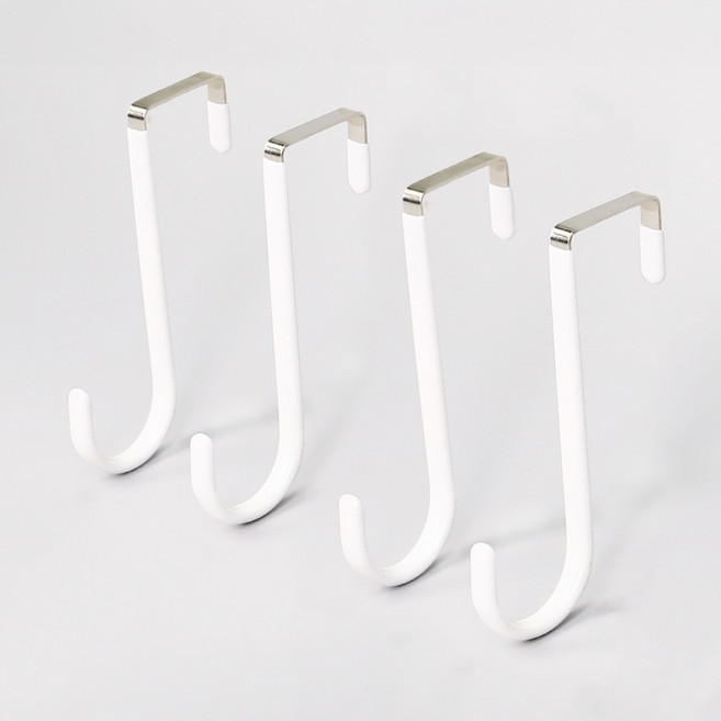 솔브리빙 걸이식 도어 후크 옷 걸이, 화이트, 4개
