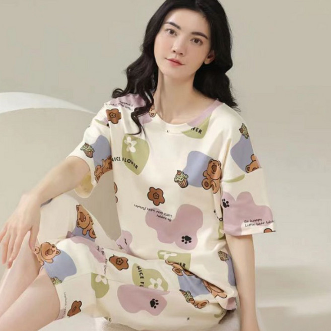 PEONIST 女性短袖睡衣兩件式套裝