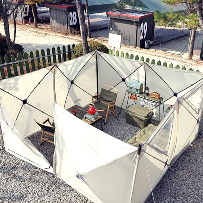 미르카 원터치 윈드스크린 사이드월 불멍텐트 V2, 웜그레이