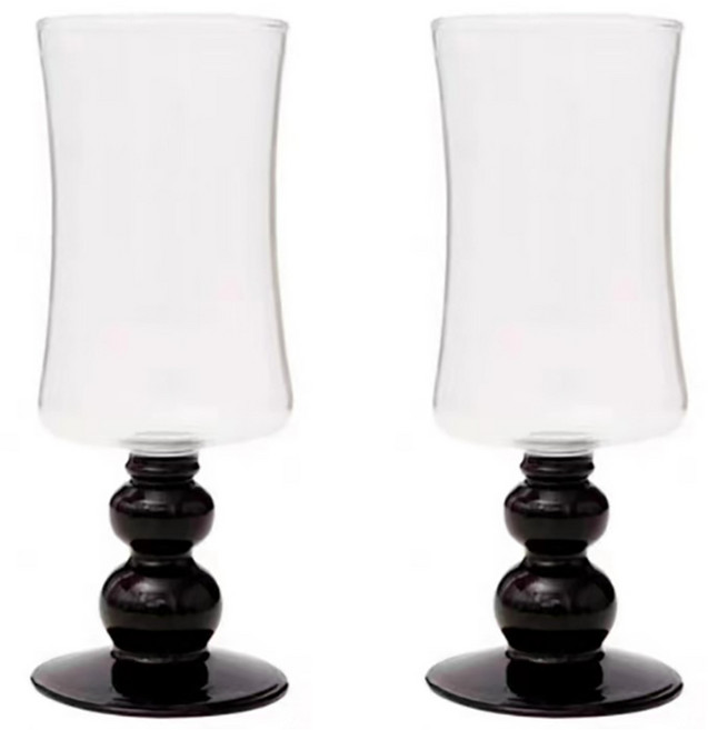 로체스터 블랙 모던 마블 고블렛 와인잔 스퀘어 400ml, 혼합색상, 2개