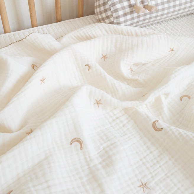 마이리틀데이지 유아용 3중 별달자수 블랭킷, 아이보리