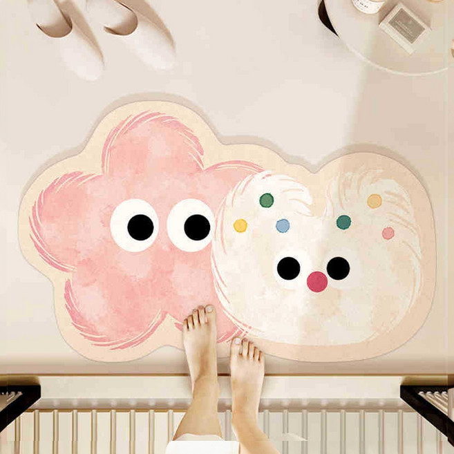 軟珪藻土地墊, 毛球 粉米色