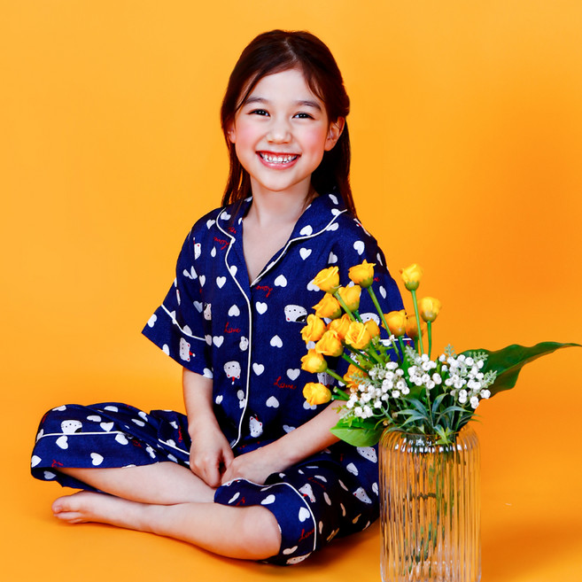 씨엘스토리 여아용 냉감 인견 키티러브 반팔 상하의 세트