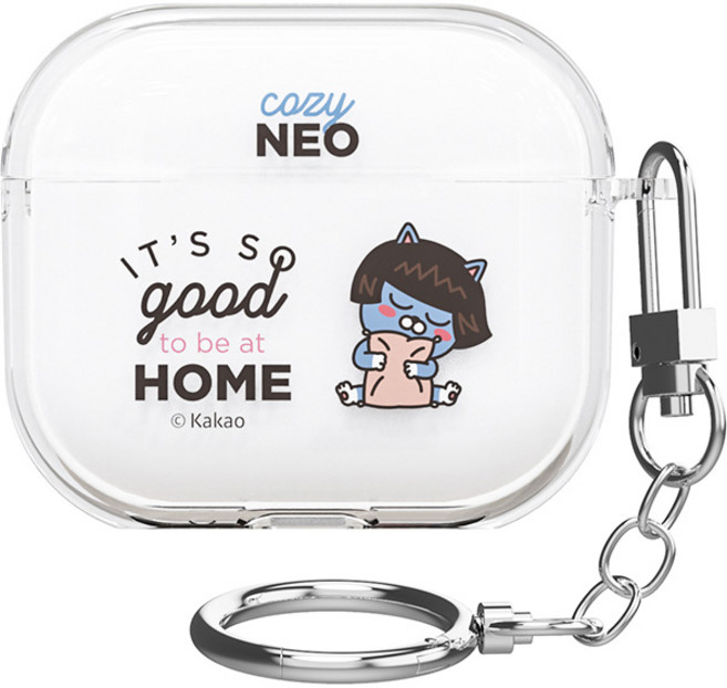 카카오프렌즈 스테이 앳 홈 에어팟 3 투명슬림 케이스 + 키링, 스테이네오, 1개