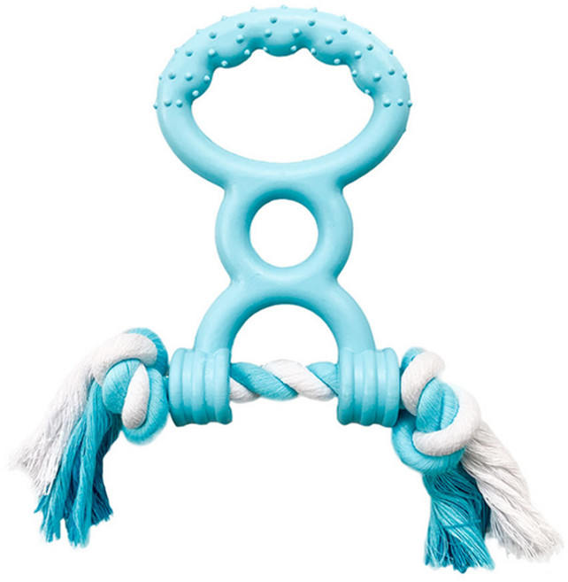 랜보어 강아지 손잡이 터그놀이 로프 장난감 Free, 블루, 1개