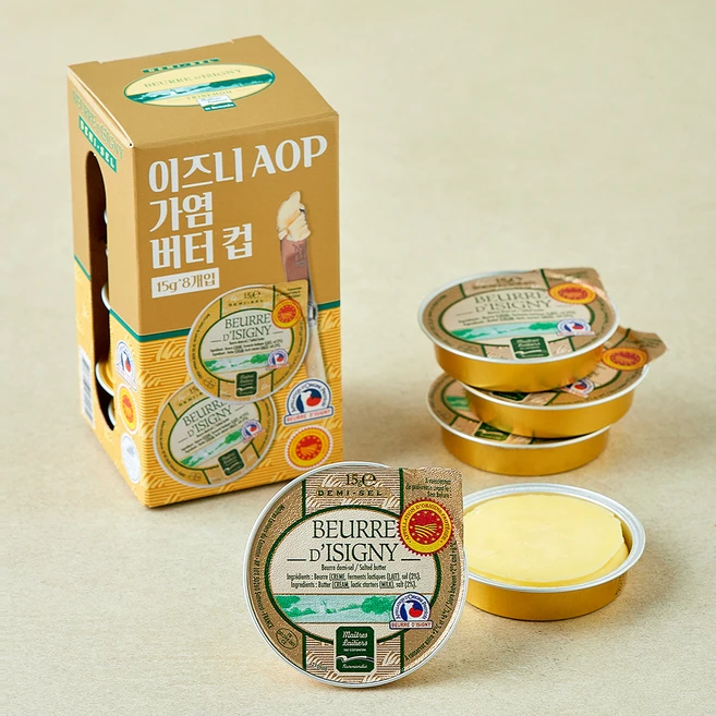 엠엘씨 이즈니 AOP 가염 버터 컵 15g x 8개입, 120g, 1개 - 쿠팡