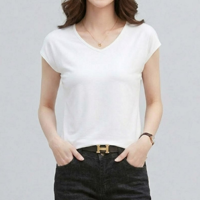 소니오 여성용 브이넥 숏소매 티셔츠