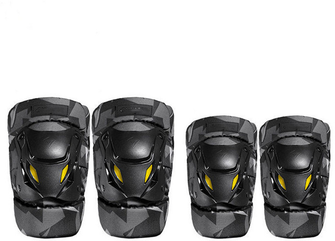 월드 서바이벌게임 밀리터리 라이딩 전술 보호패드 숏 팔꿈치 2p + 무릎 2p 세트 25-AA235, 카모, 1개